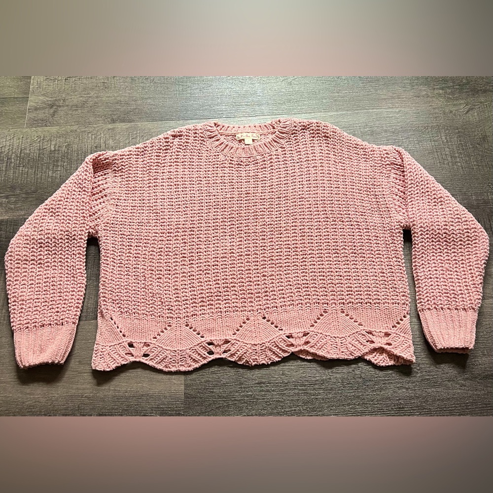 Girl’s It’s Our Time Light Pink Chunky Sweater, LG